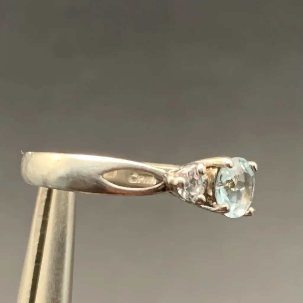 Sterling Silver Round Sky Blue Topaz CZ 3 - Image 3
