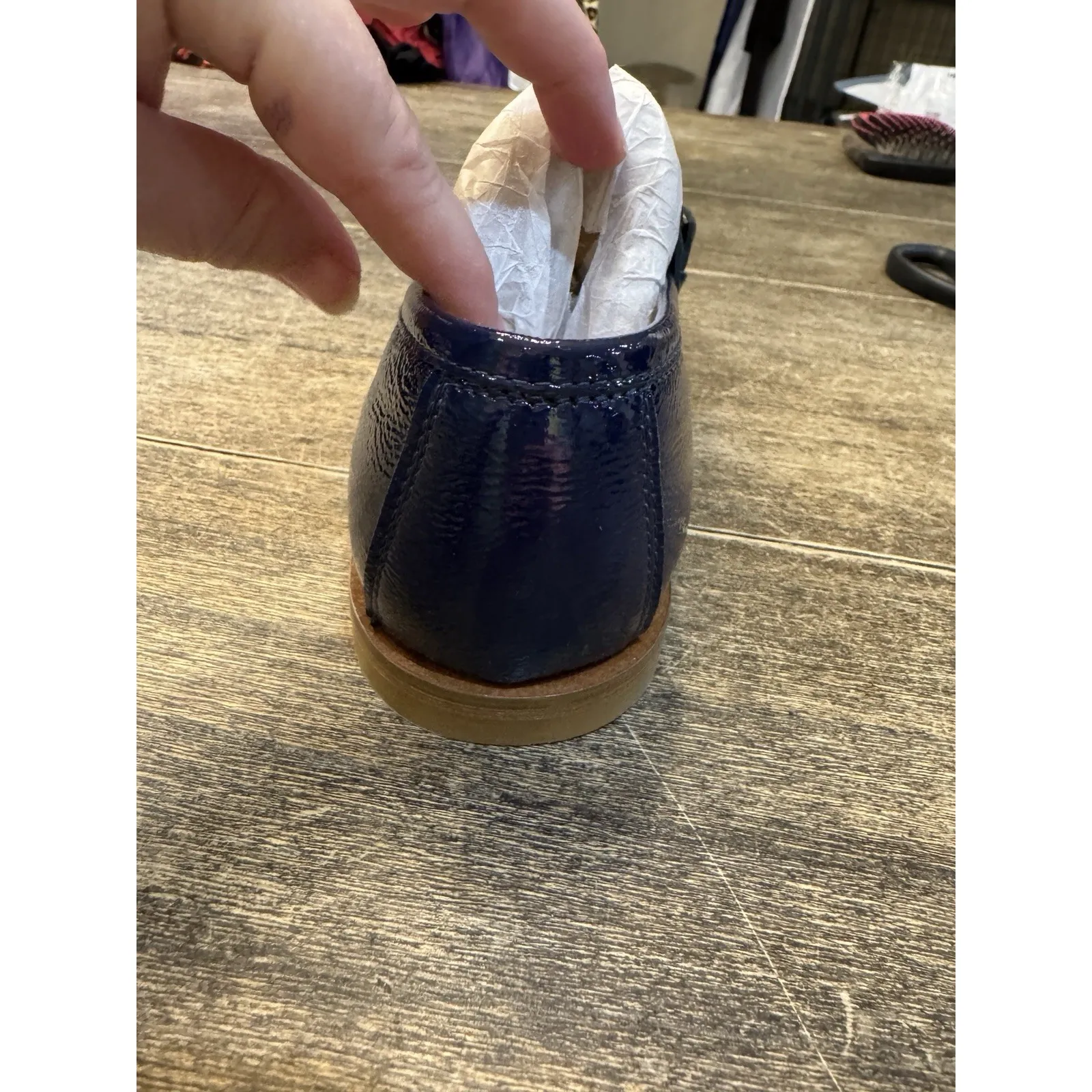 LA CANADIENNE Womens Beatle Crinkle Leather Loafer Patent Size 37 US 6 - Image 4