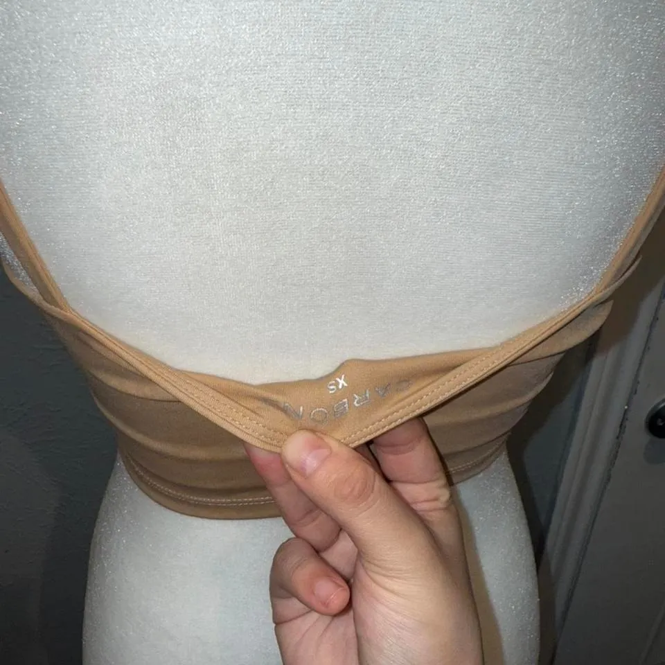 NWOT CARBON38 Tan Metallic Snake Cami Sports Bra Snakeskin X-Small - Image 4