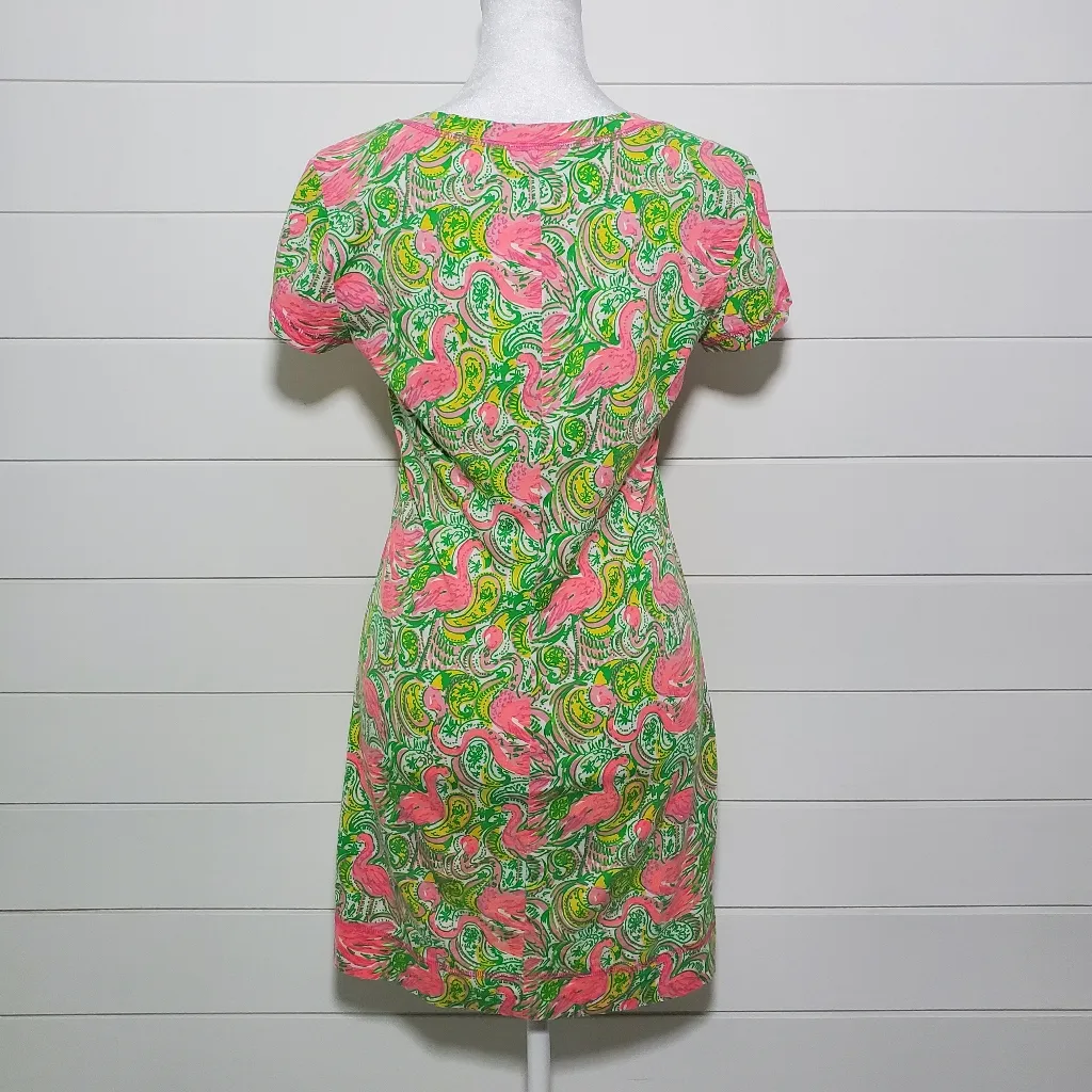 Lilly Pulitzer Britton Hot Wings Pink Flamingo Pima Cotton Knit Dress.‎ Size: S. - Image 3