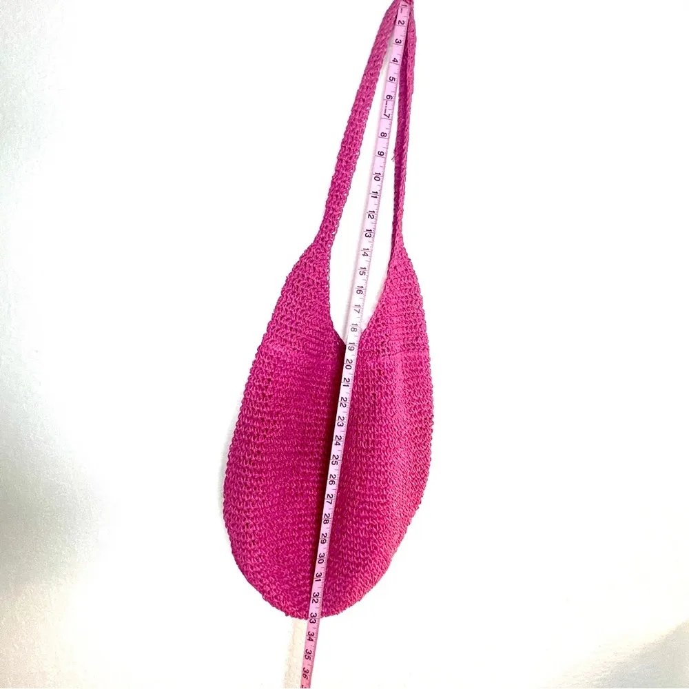 SCALA Woven Pink Vintage Seagrass Straw Purse Fun Beach Festival bag - Image 9