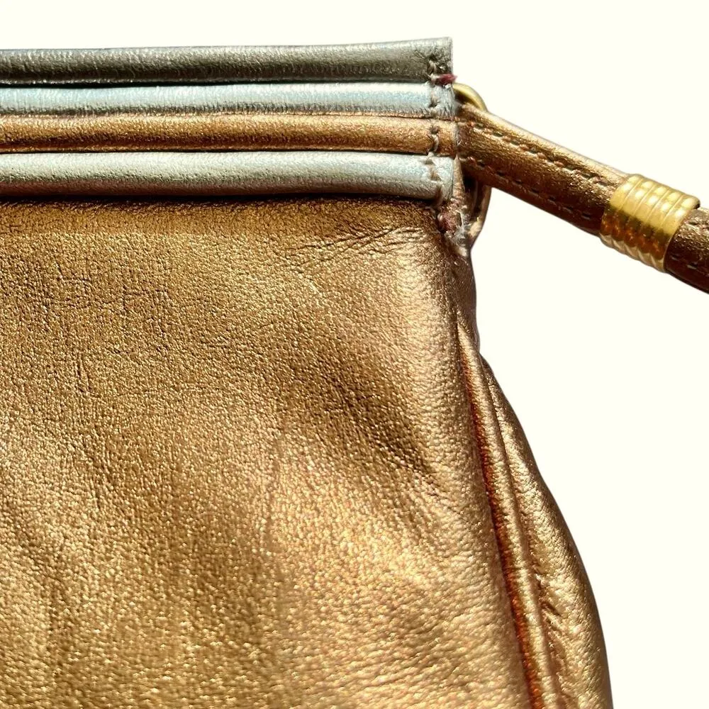 Morris Moskowitz x Bergdorf Goodman Vintage Metallic Leather Clutch Evening Bag - Image 6