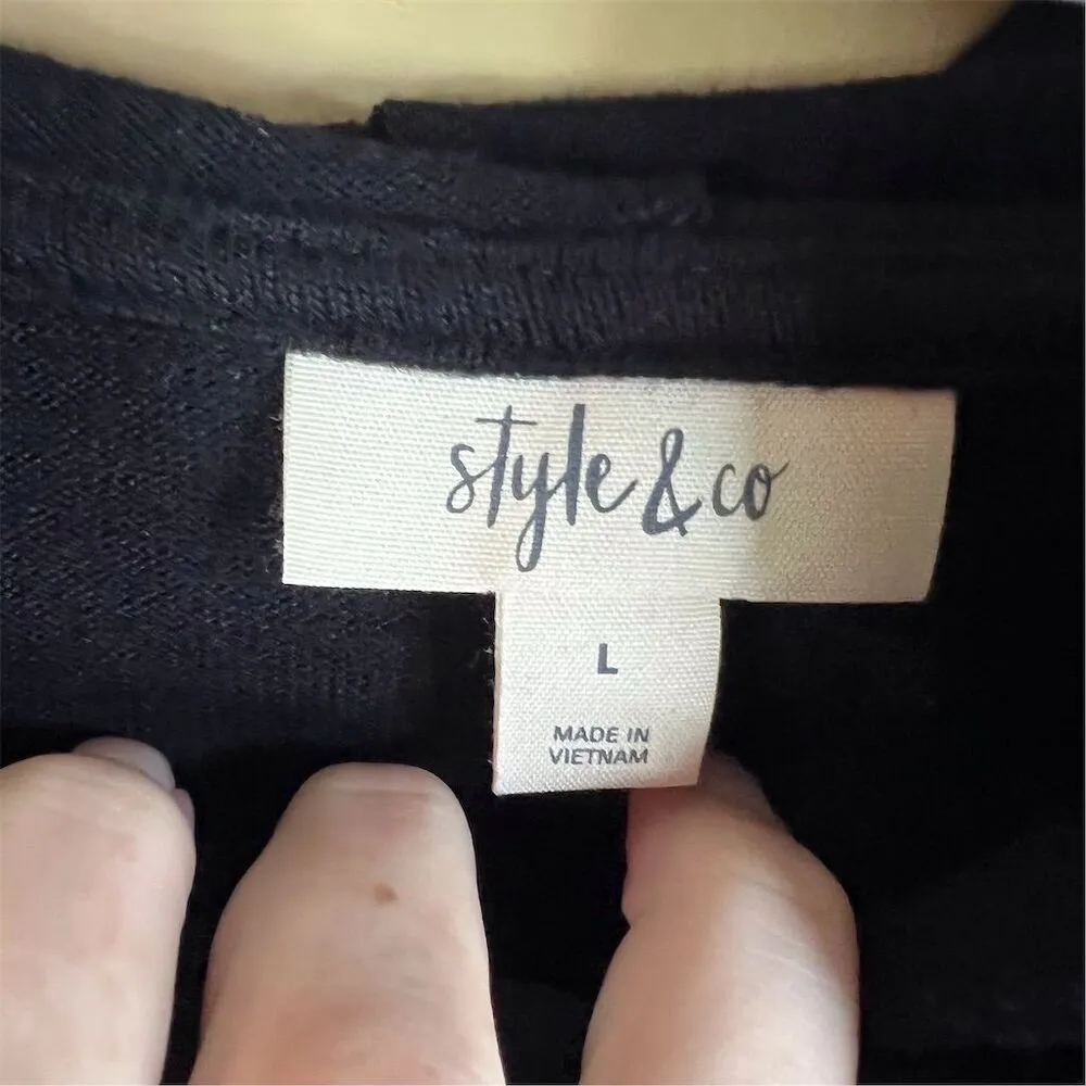 Style & Co‎ Women's Black Hooded Pullover Sweater Size Large Butter Soft Cozy - Image 2