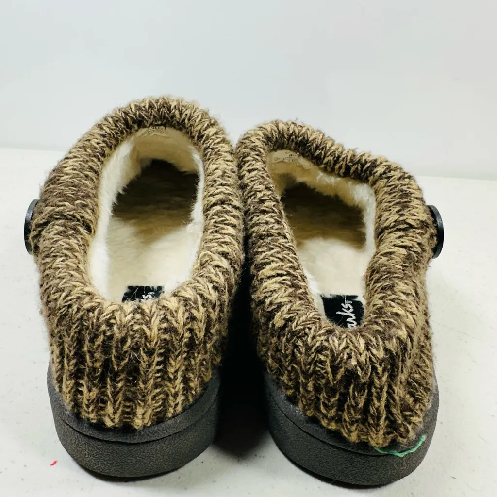 Clarks Womens Slippers Size 8 Brown Suede Upper Faux Fur Lined Slip On - Image 5