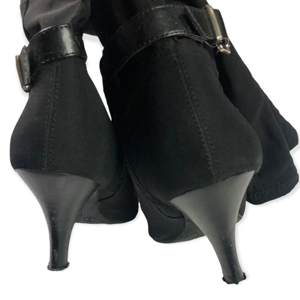Ettiene Aigner Black Zip Up Tall Pointy Stretch Boots - Image 5