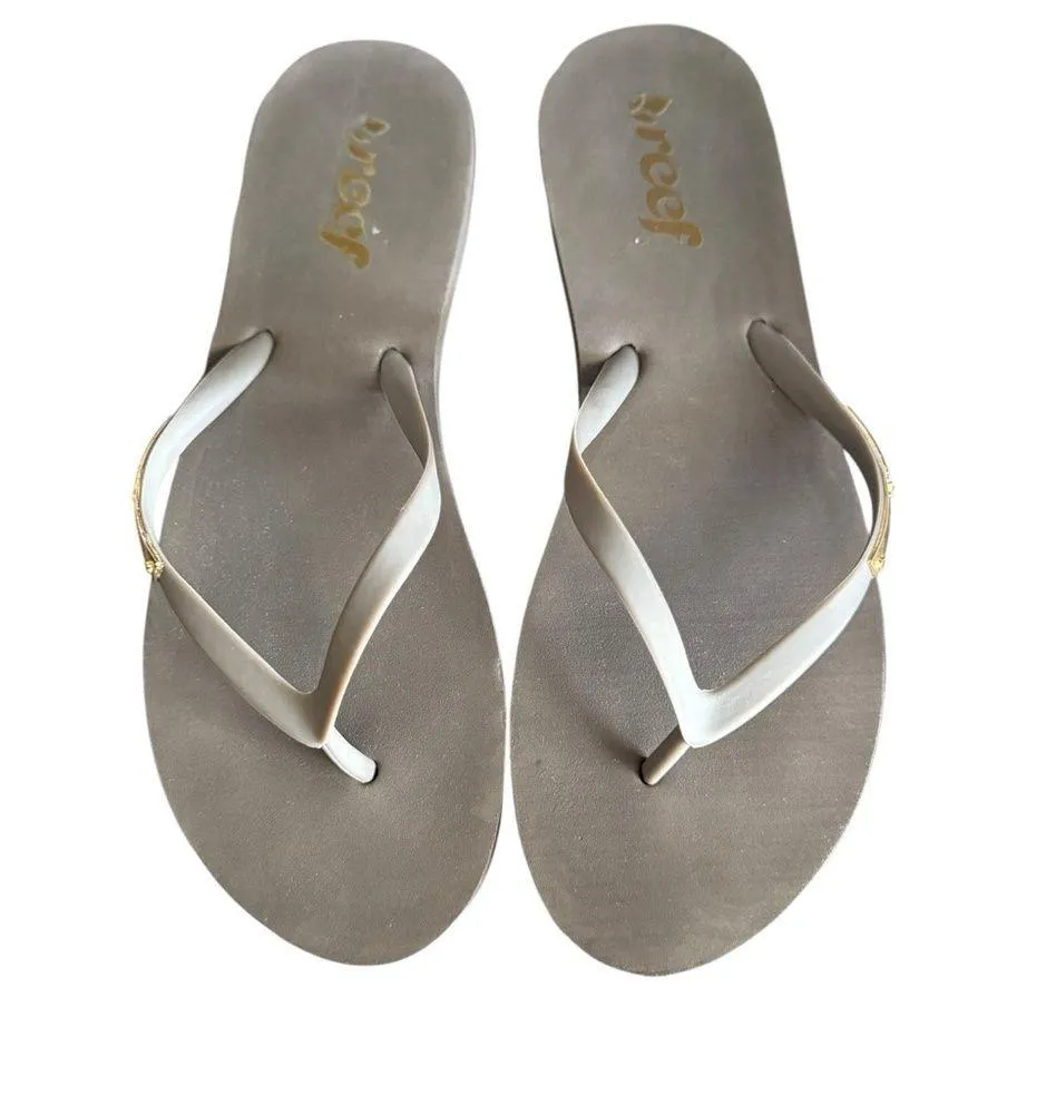 Reef Cushion Slim Sandal Gray Flip Flops cushion summer spring shoe size 8-9 - Image 2