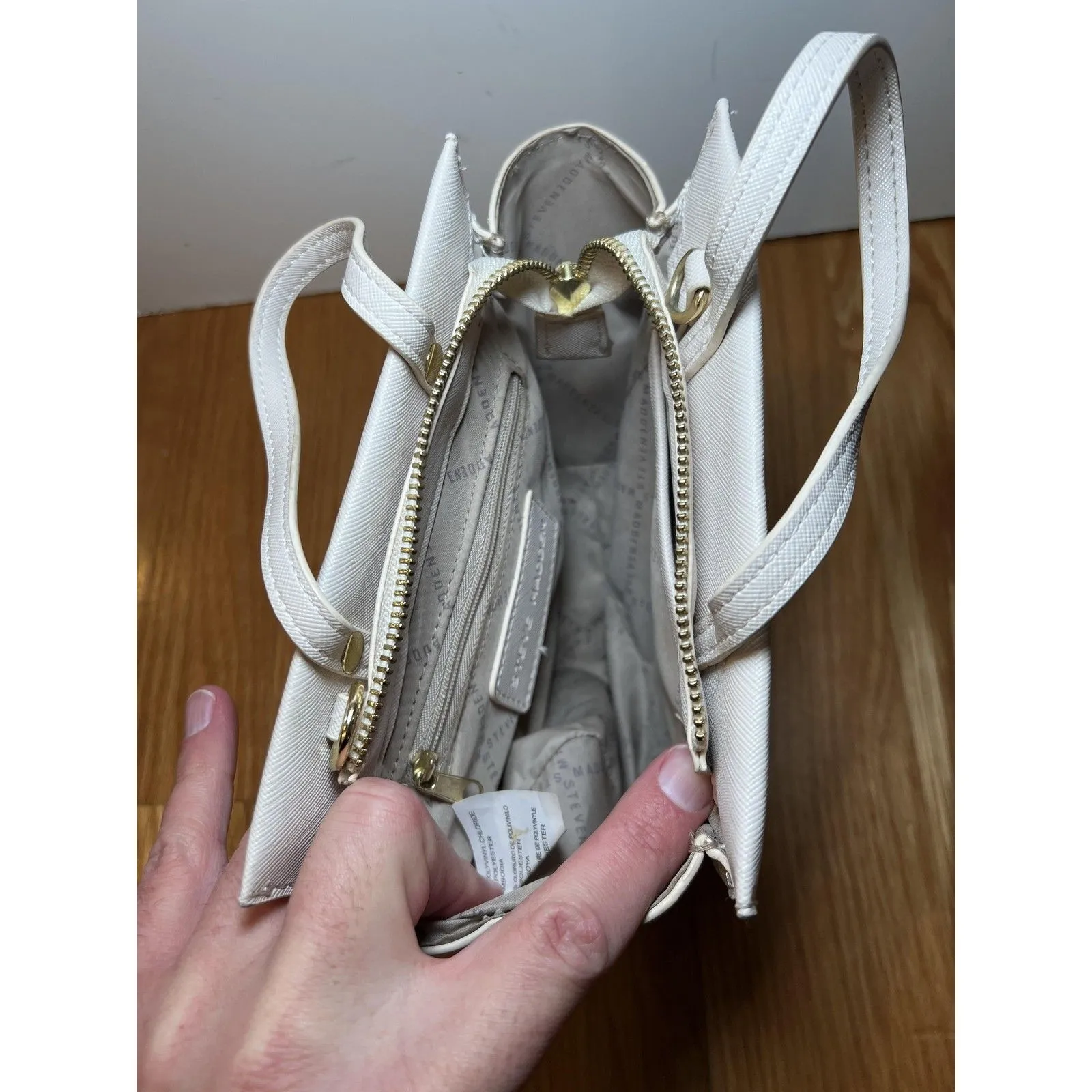 Steve Madden Satchel Bag Womens Small White PVC Crossbody Top Handle Purse - Image 10