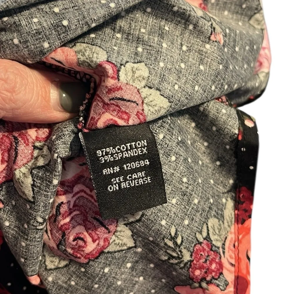 Torrid Black & White Polka Dots with Roses Sleeveless A-Line Dress with Pockets - Image 9