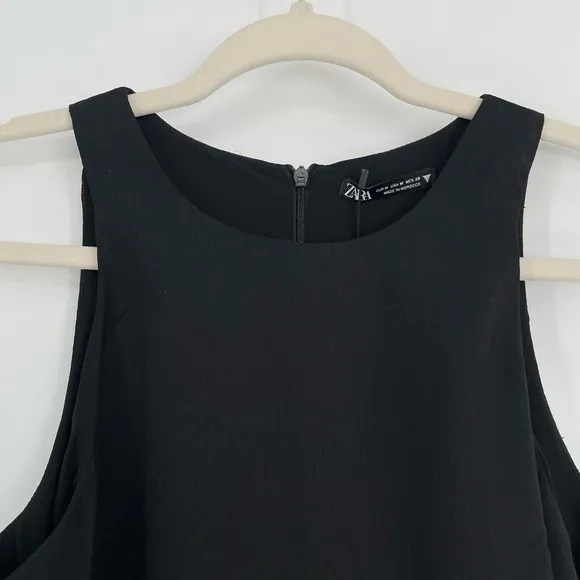Zara Womens Black Sleeveless Classic Minimalist Soft Girl Skirt Romper‎ Medium - Image 4