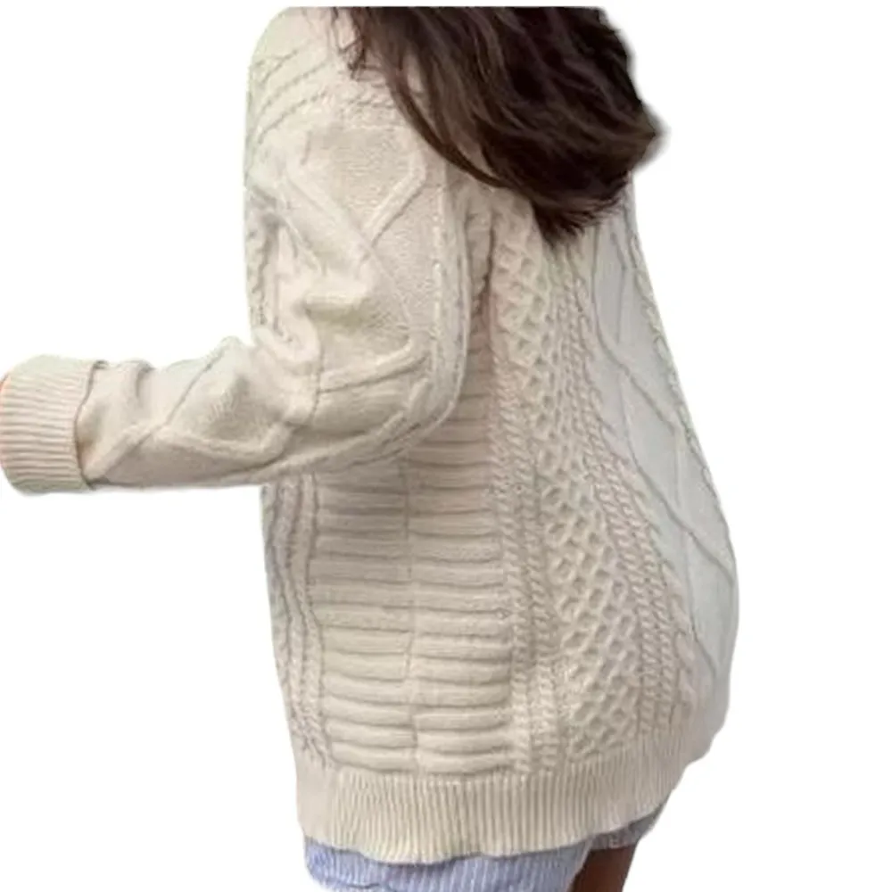 Vamtac Chunky Cable Knit Fisherman Pullover Crew Neck Sweater Size M - Image 3