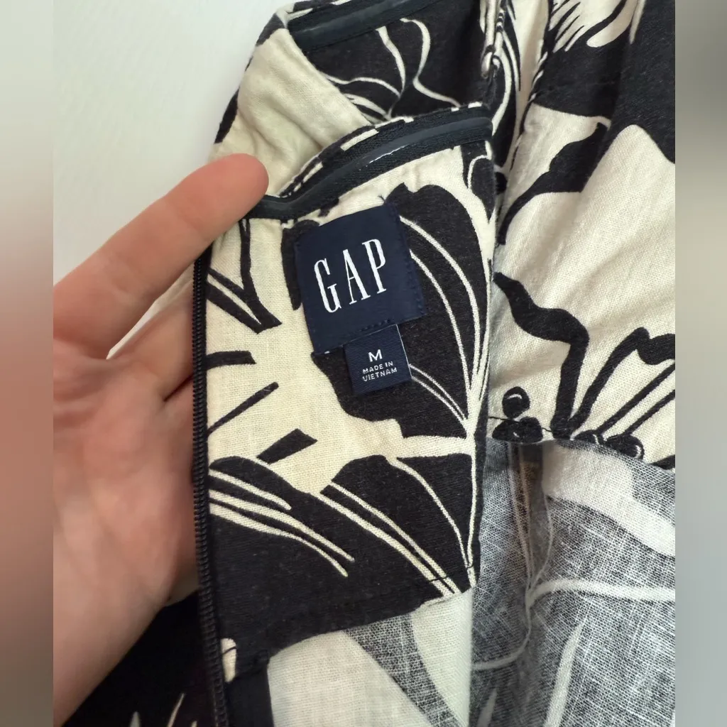 Gap  Dress - Linen Blend Black/Cream Print - Image 4