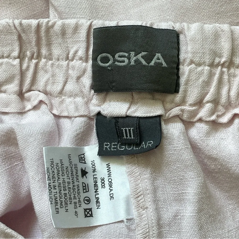Oska Linen Pants crop short womens Pink (large) minimalist lagenlook natural - Image 2