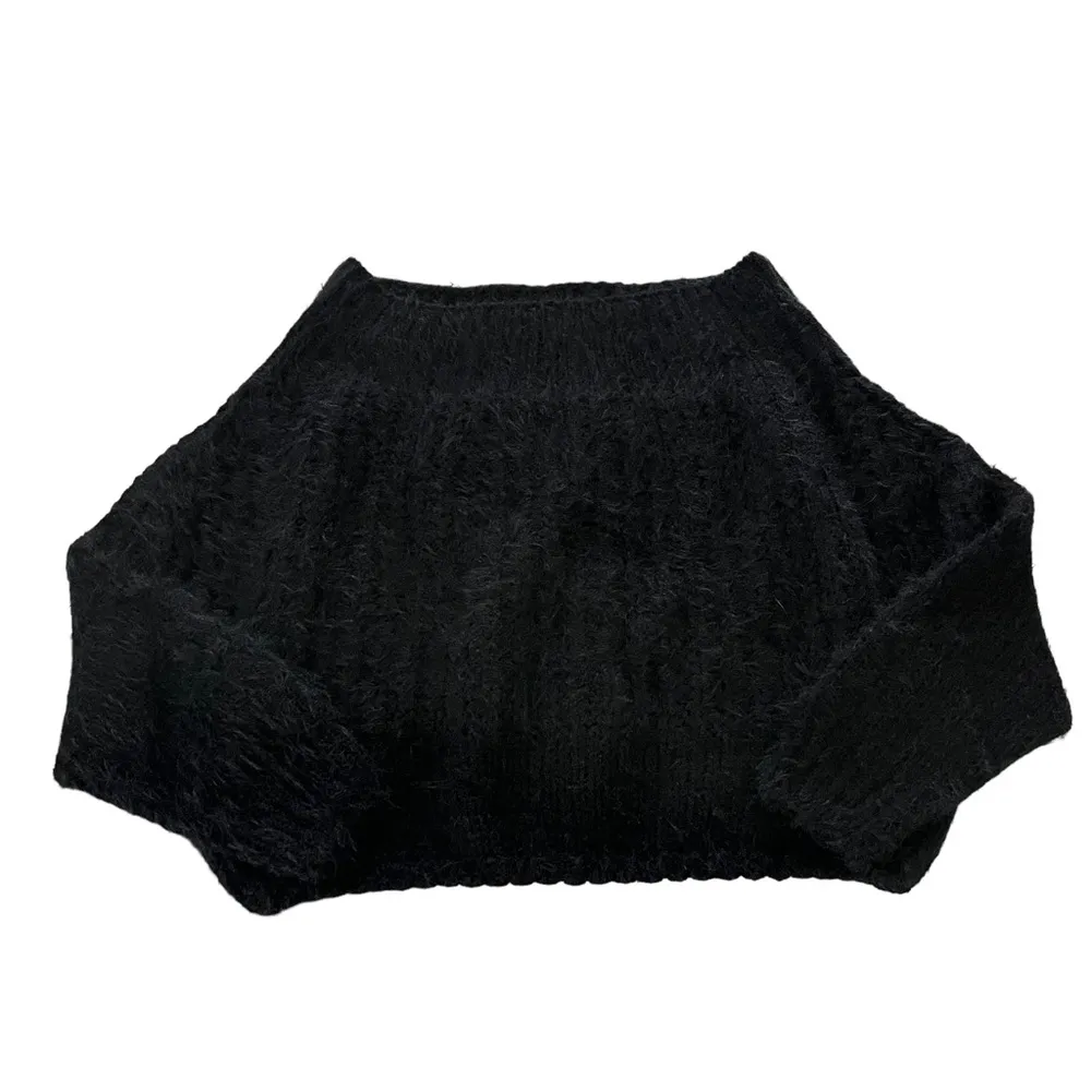 Debut Black Fuzzy Eyelash Off The Shoulder Sweater - Image 7