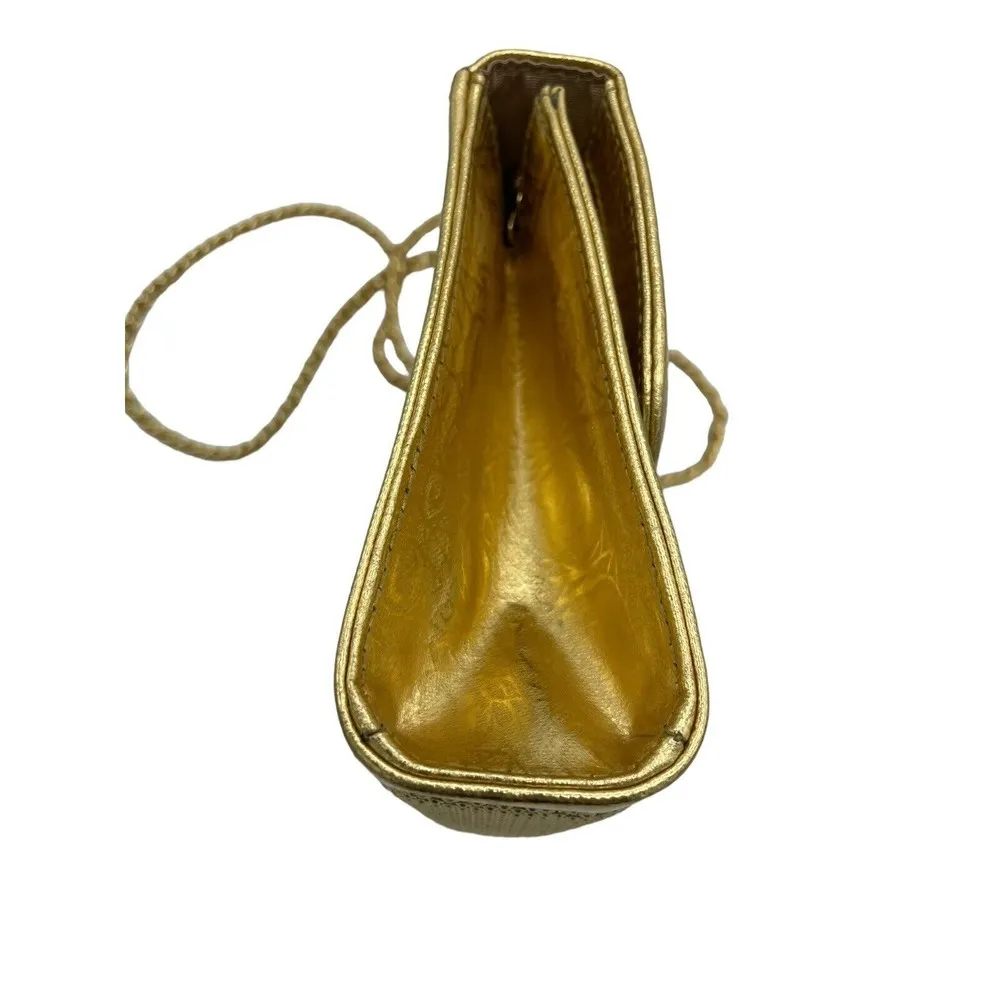 Whiting Davis International Gold Metal Mesh Structured Crossbody/Clutch Mirror - Image 6