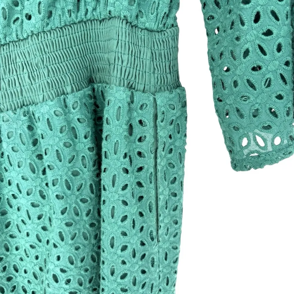 NWT Anthropologie Chloe Oliver Cotton Eyelet Shorts Romper | Sz Medium | Green - Image 8