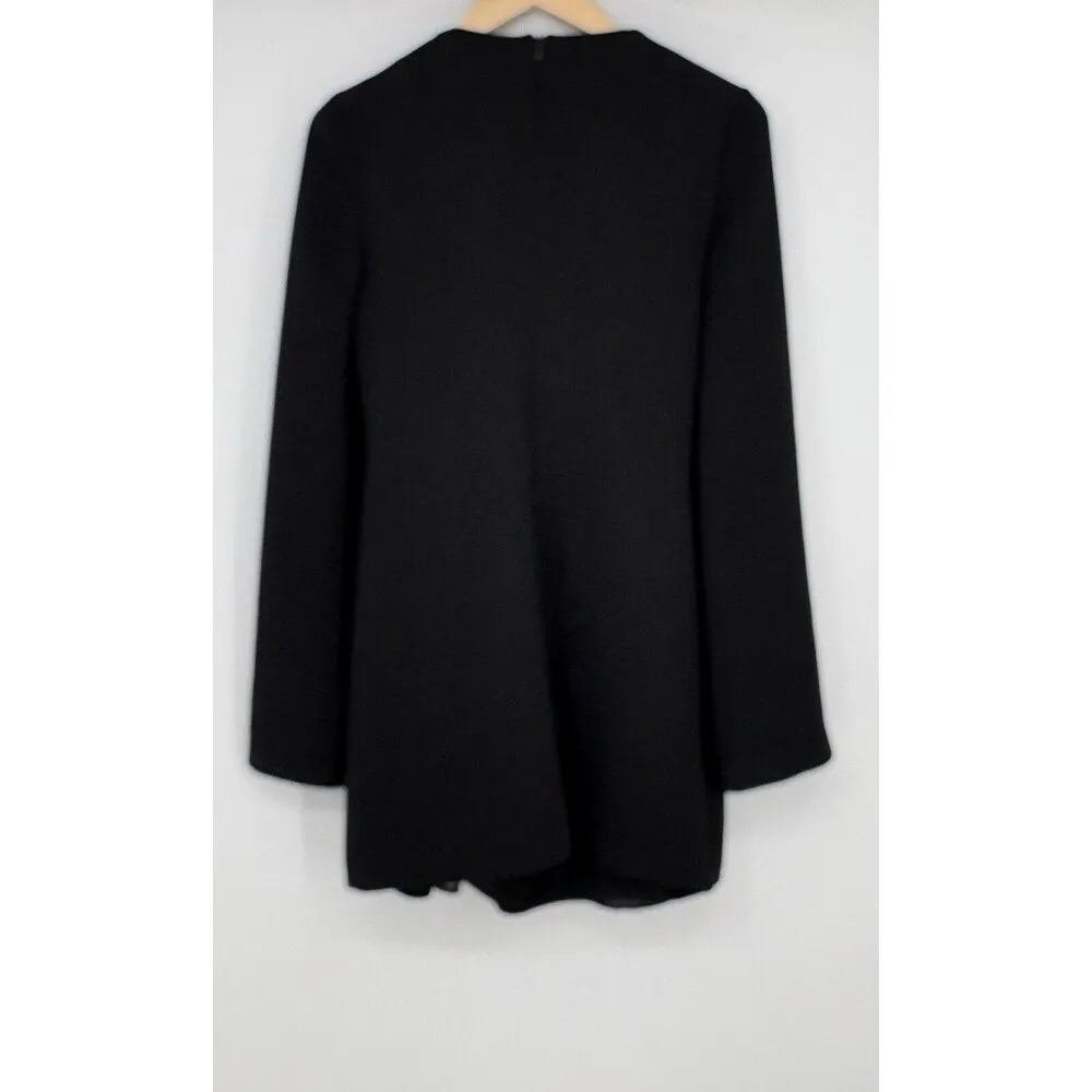 Mango Women Mini  Black‎ Blazer Dress Deep V Neck Size Small Long Sleeve - Image 6