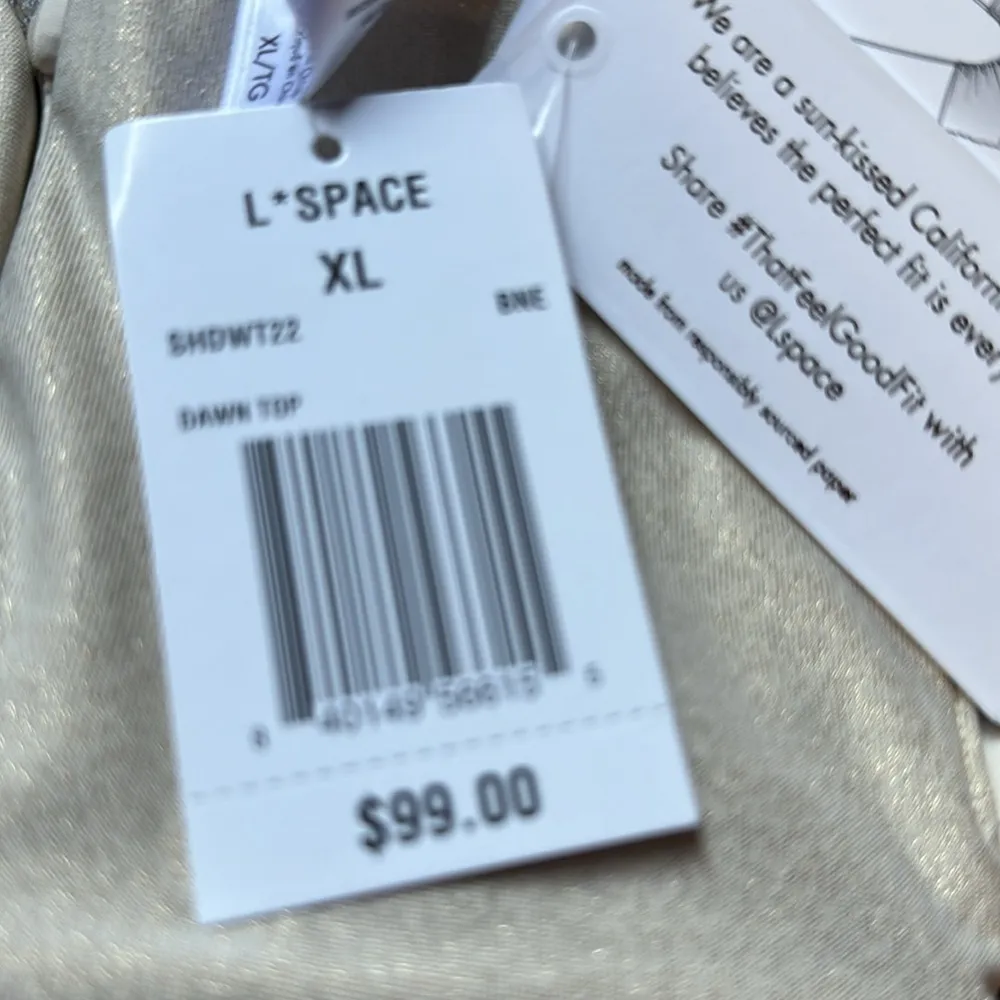 L*Space Dawn Convertible Bikini Swim Top in Shimmer Bone XL NWT Style SHDWT22 - Image 9