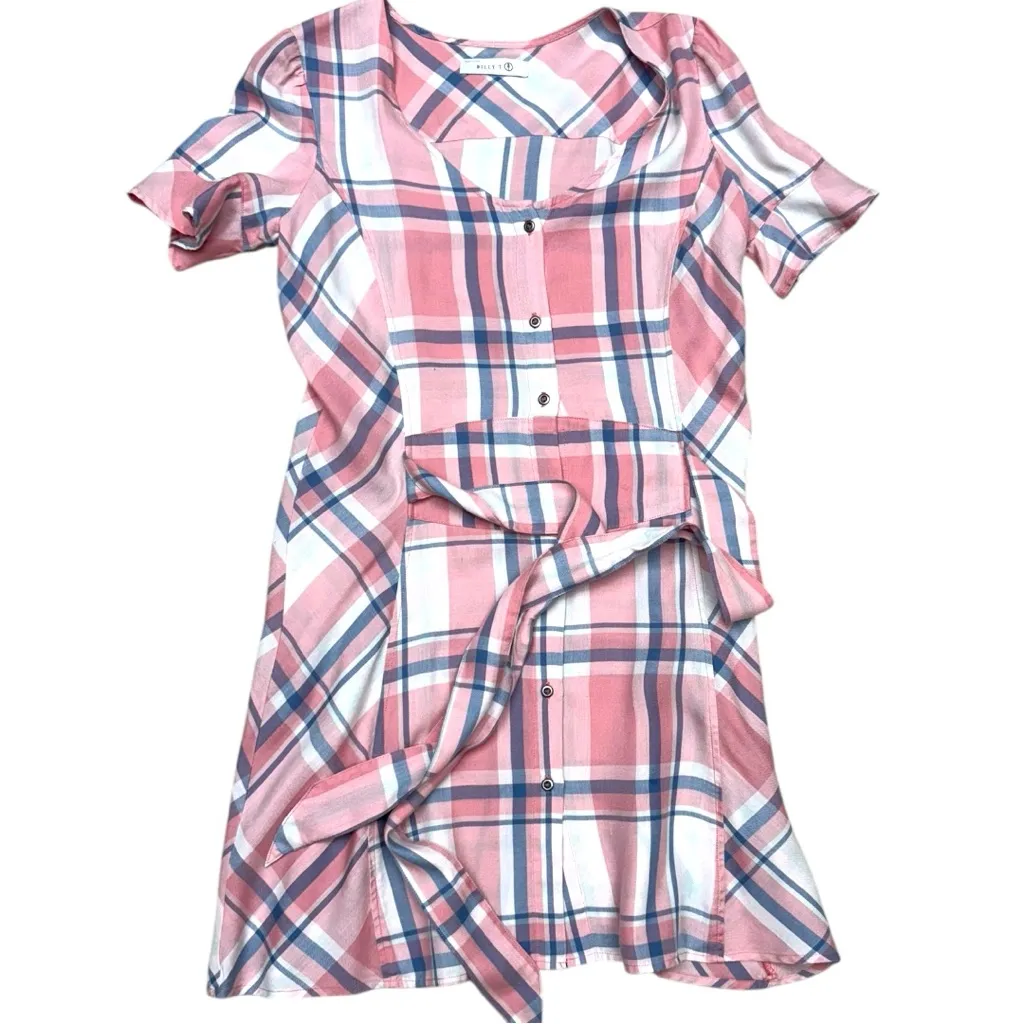 Billy T Spring Forward Pink Plaid Short Sleeve Button Front Dress Small NWT - Image 8