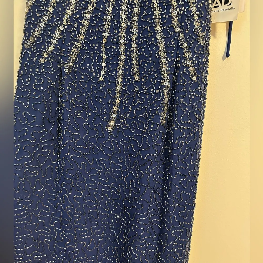 NWT Andretta Donatello SILK vintage beaded embellished navy gown whimisoth Blue - Image 4