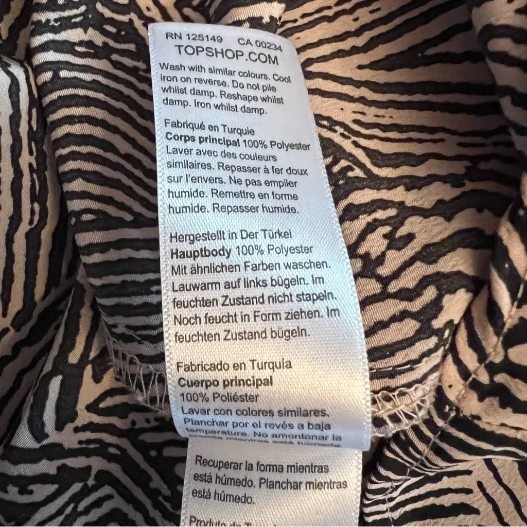 Topshop Zebra Animal Print Wrap Collared Tie Waist Long Sleeve Blouse Size 10 - Image 8