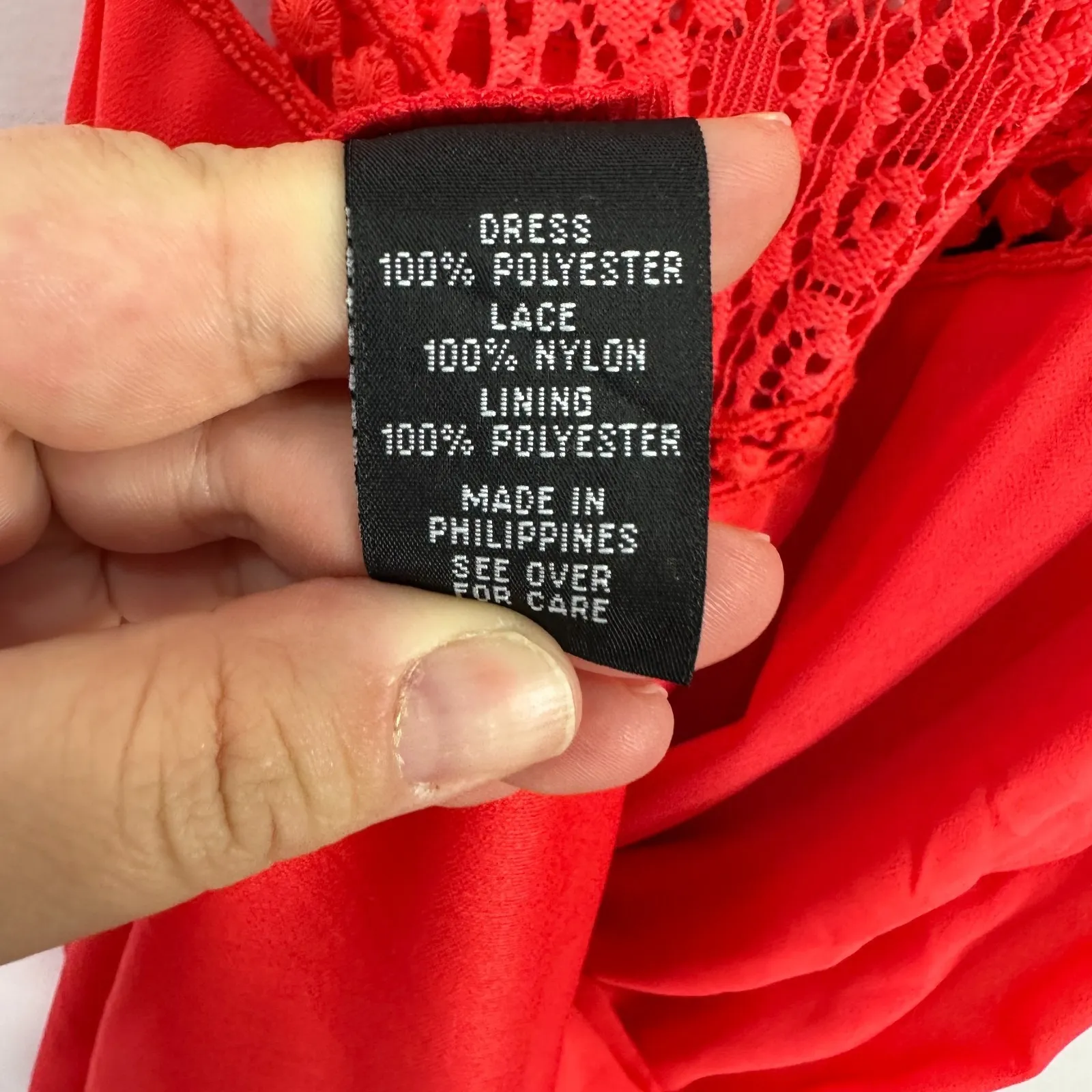 IZ‎ Byer Dress Womens Small Red Crochet Lace Boho Festival Summer Party Retro - Image 5