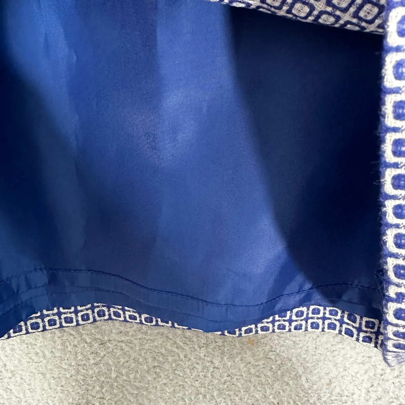 Boden Skirt 6 Blue White Wool Linen‎ Blend Mini Geometric Print Preppy Mod Retro - Image 8