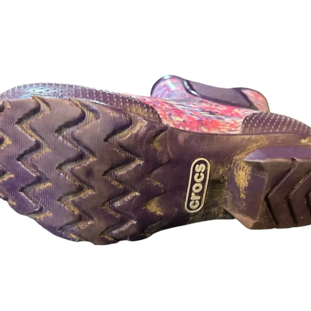 Crocs Women's Purple Floral Abstract Slip-On Rain‎ Boots Casual - Image 16
