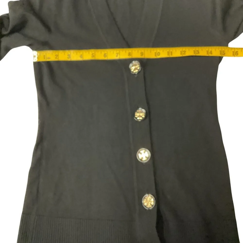 Tory Burch Black Merino Wool V Neck Cardigan Sweater Size XS Long Sleeve Knit‎ - Image 7