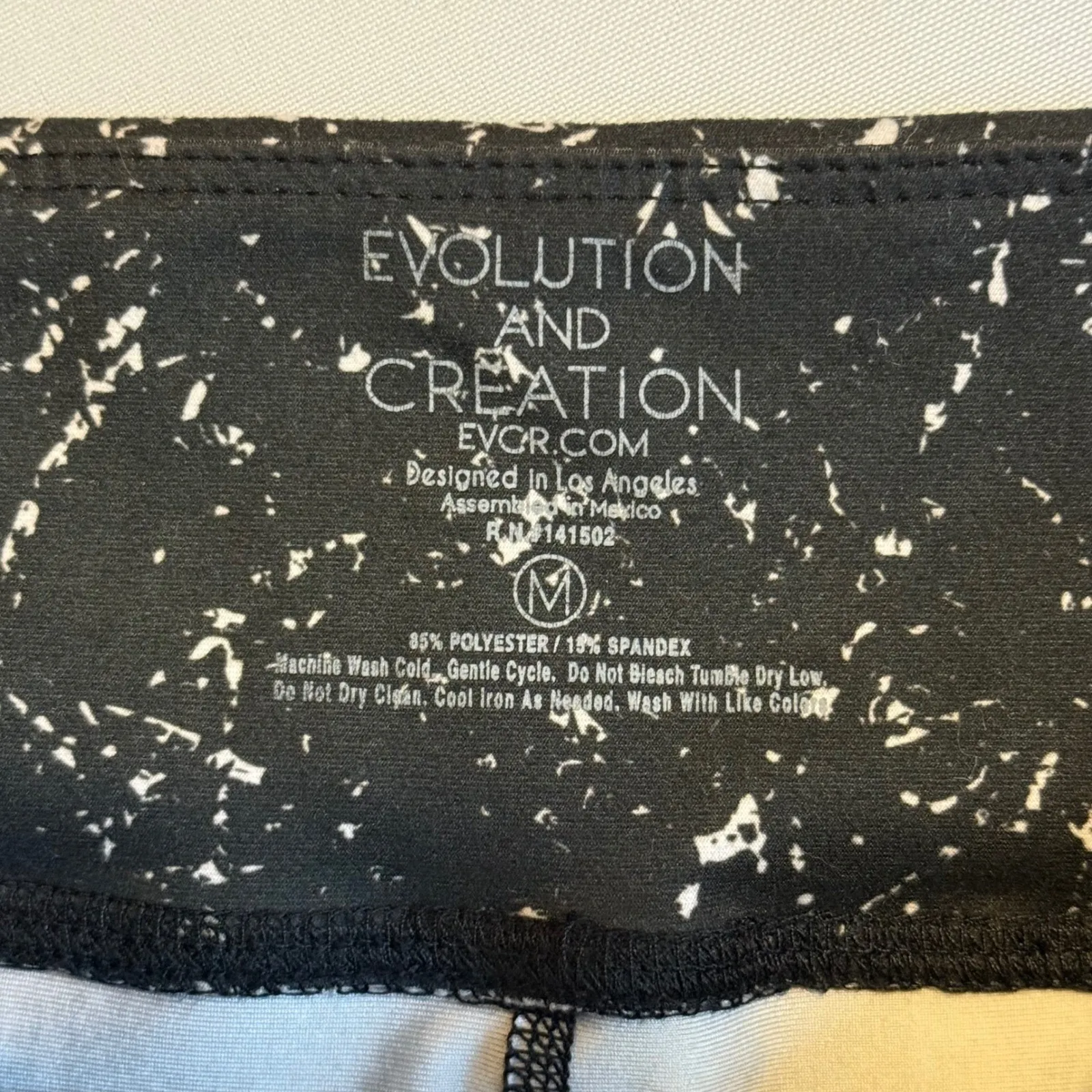 Evolution & Creation Leggings Black White Marble Ombre High Waist Activewear # - Image 7