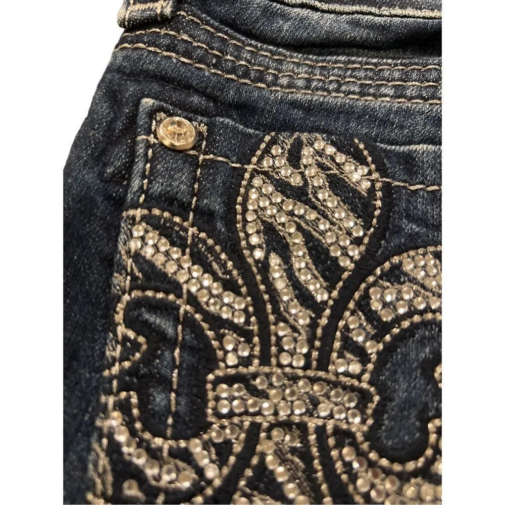 Miss Me  Rhinestones embroidered capri jeans - Image 7