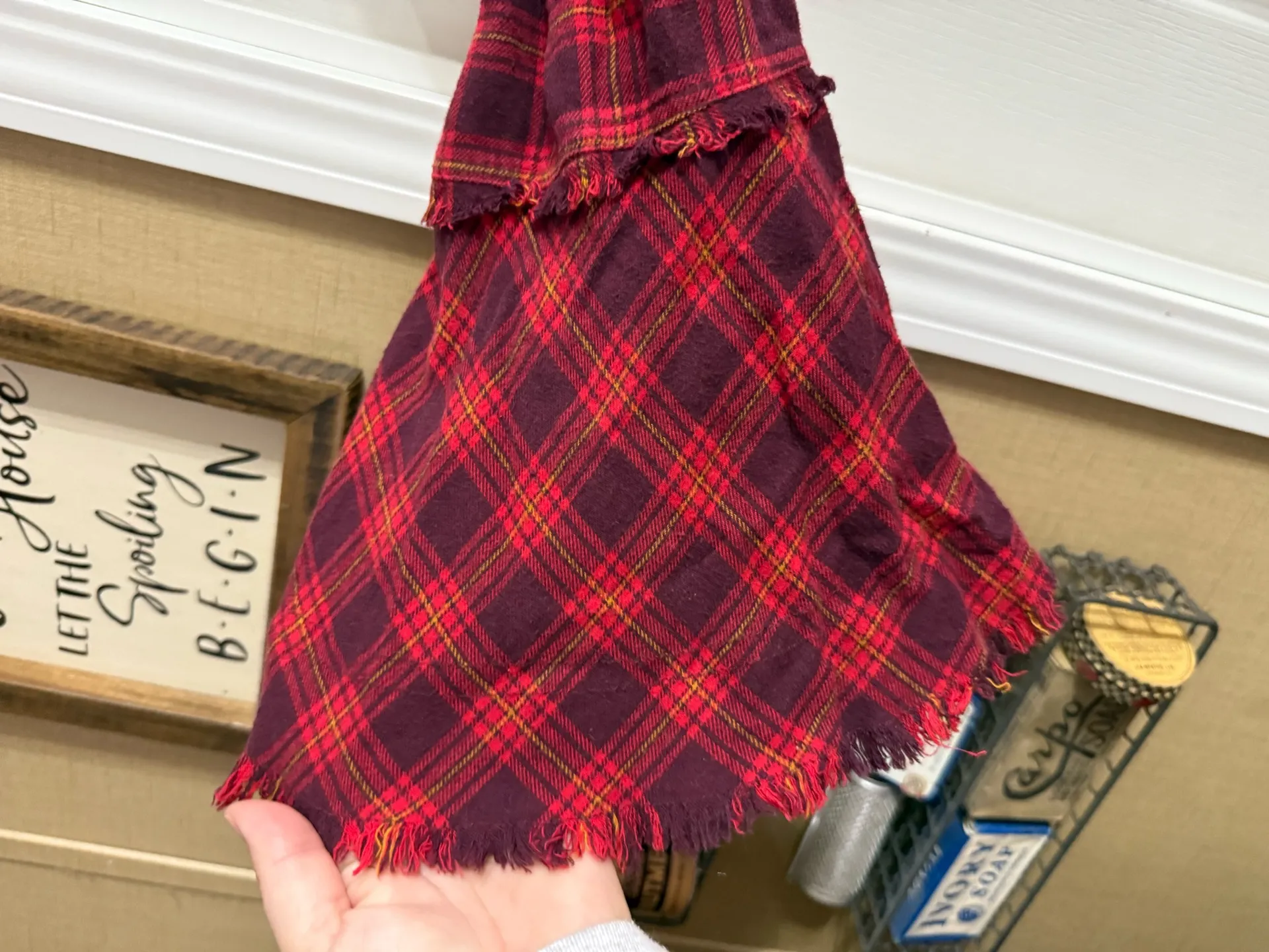 Cato Red Plaid Flannel Raw Hem Button Up Dress 18/20W. Jan-18 - Image 2