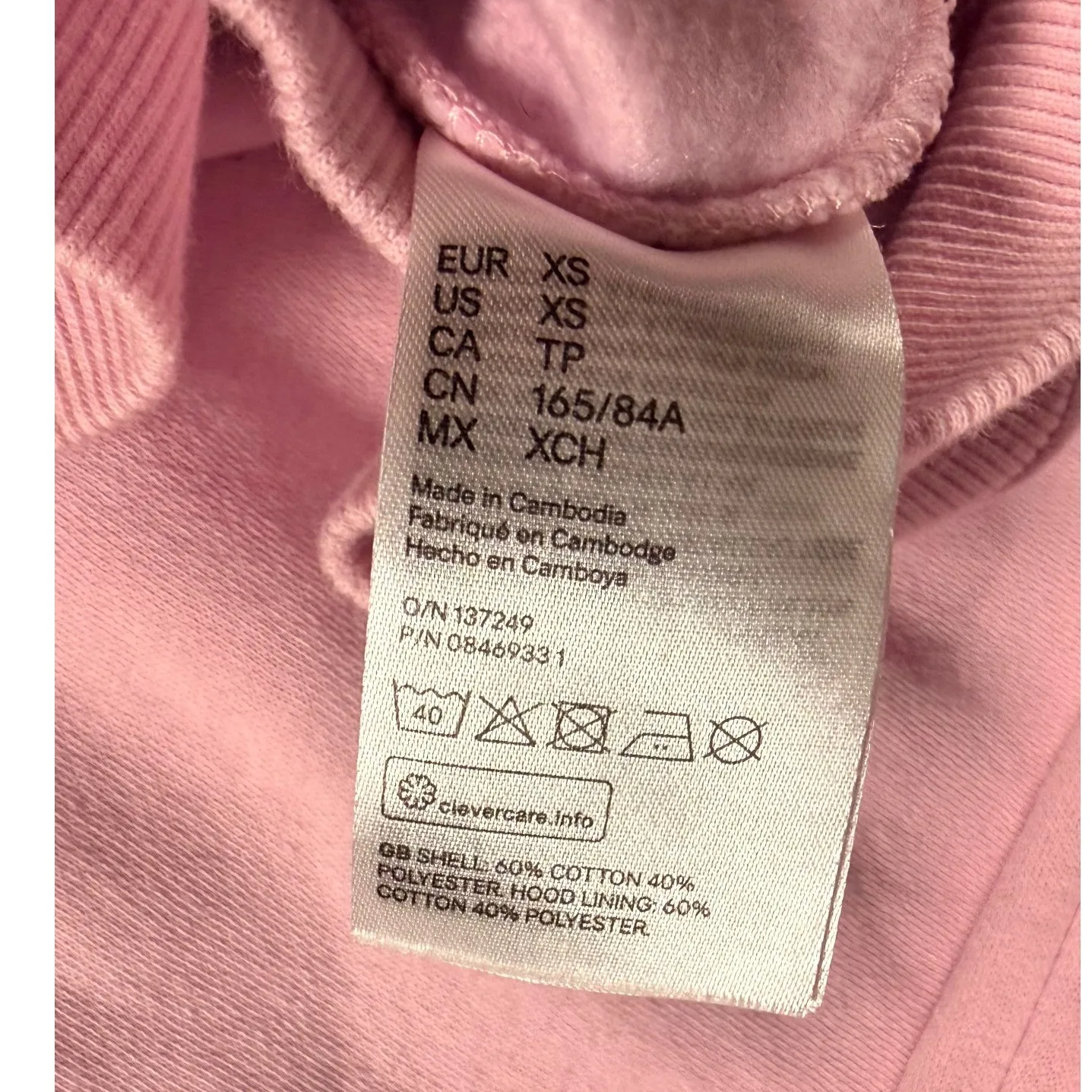 H&M Divided Spongebob Squarepants Embroidered Pink Hoodie Sweatshirt Womens XS - Image 4