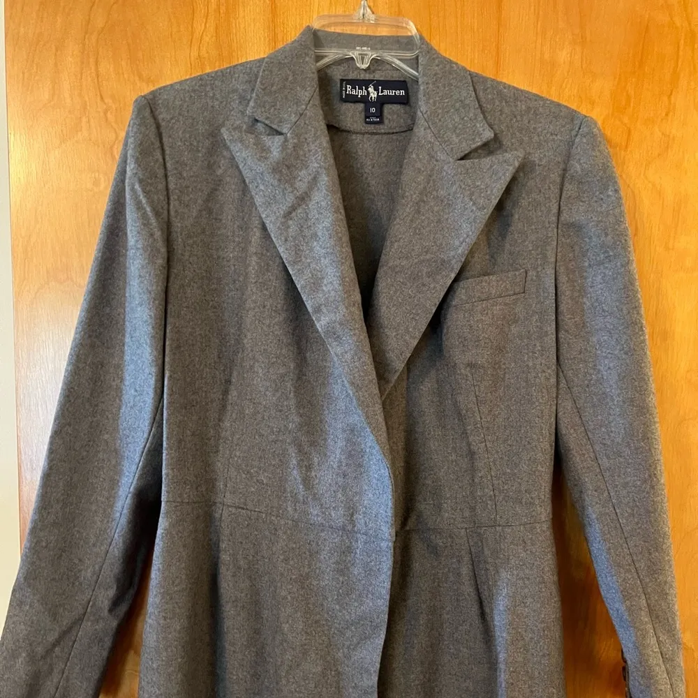 Ralph Lauren Wool Coat With Belt Gray Vintage Blue Label Made USA Size 10 FLAW - Image 8