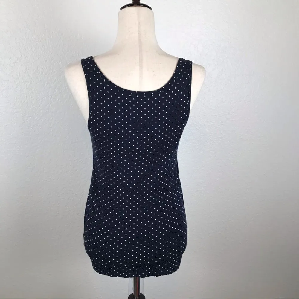H&M Mama polkadot stretch navy tank top S - Image 4
