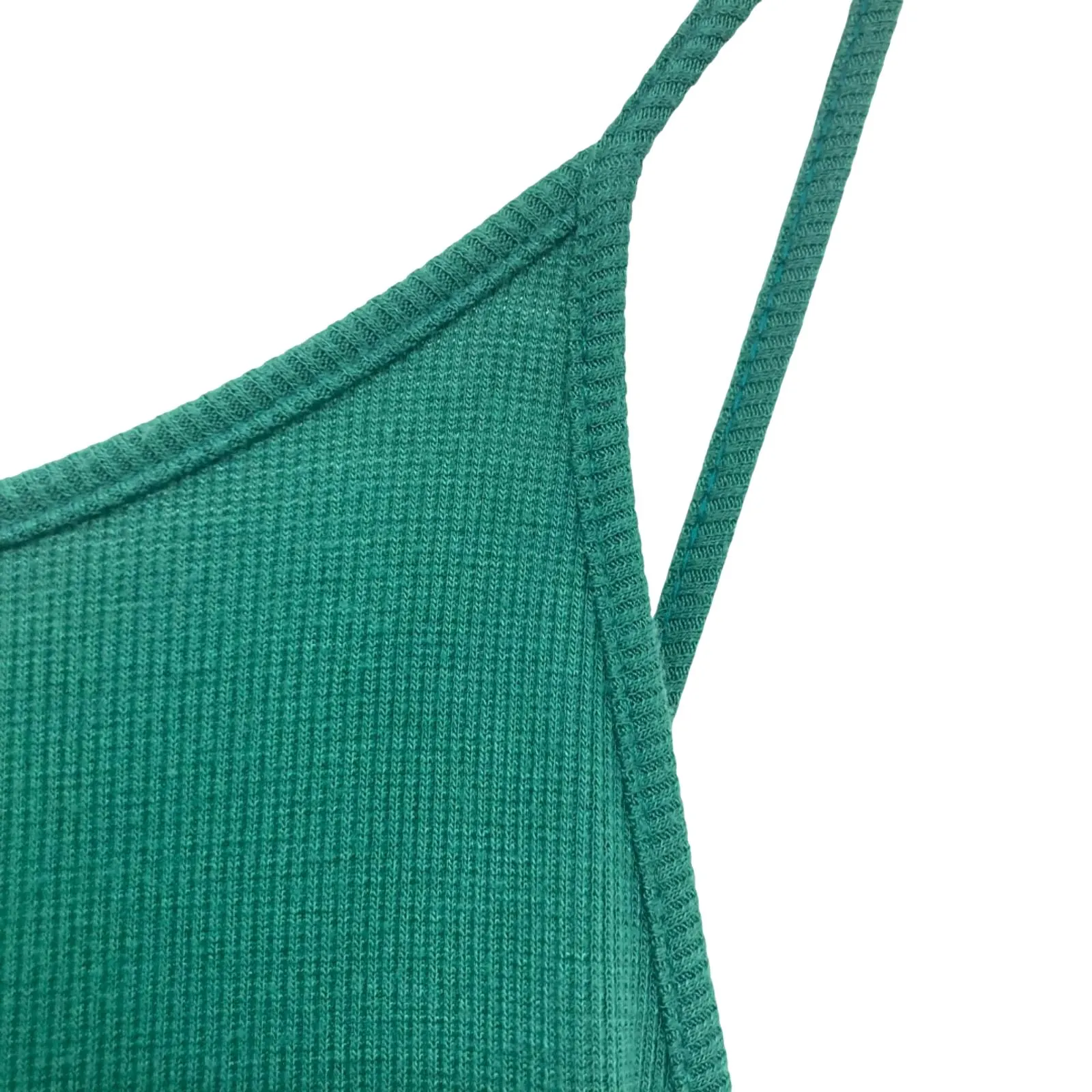 Farm Rio Green Ribbed Stretch Dress M Brazilian Brand Spaghetti Strap Midi - Image 8