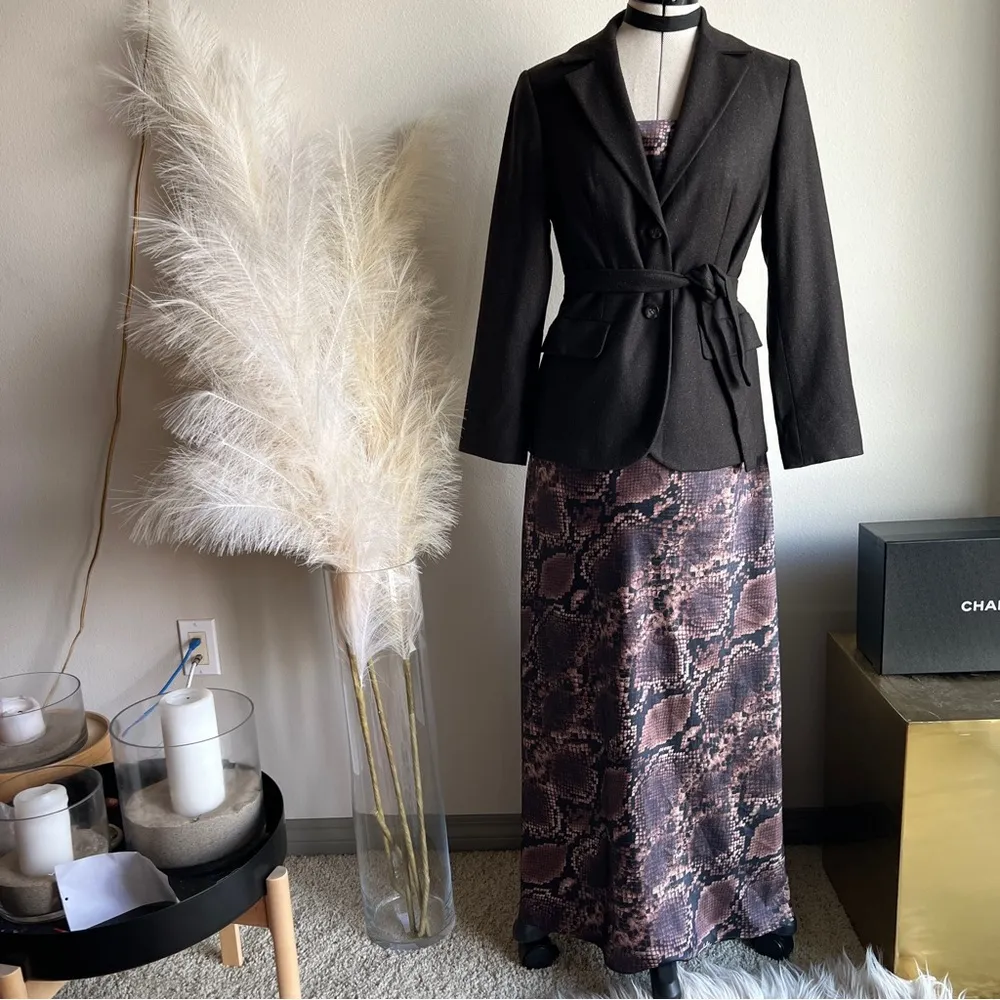 SISLEY brown tweed belted blazer Size XS - Image 3