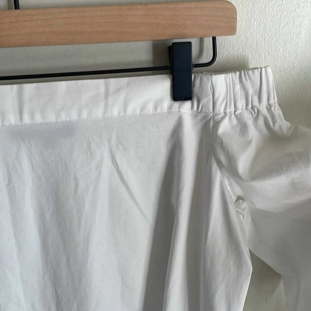 Tibi Poplin Off the Shoulder Tunic Top White - Image 8