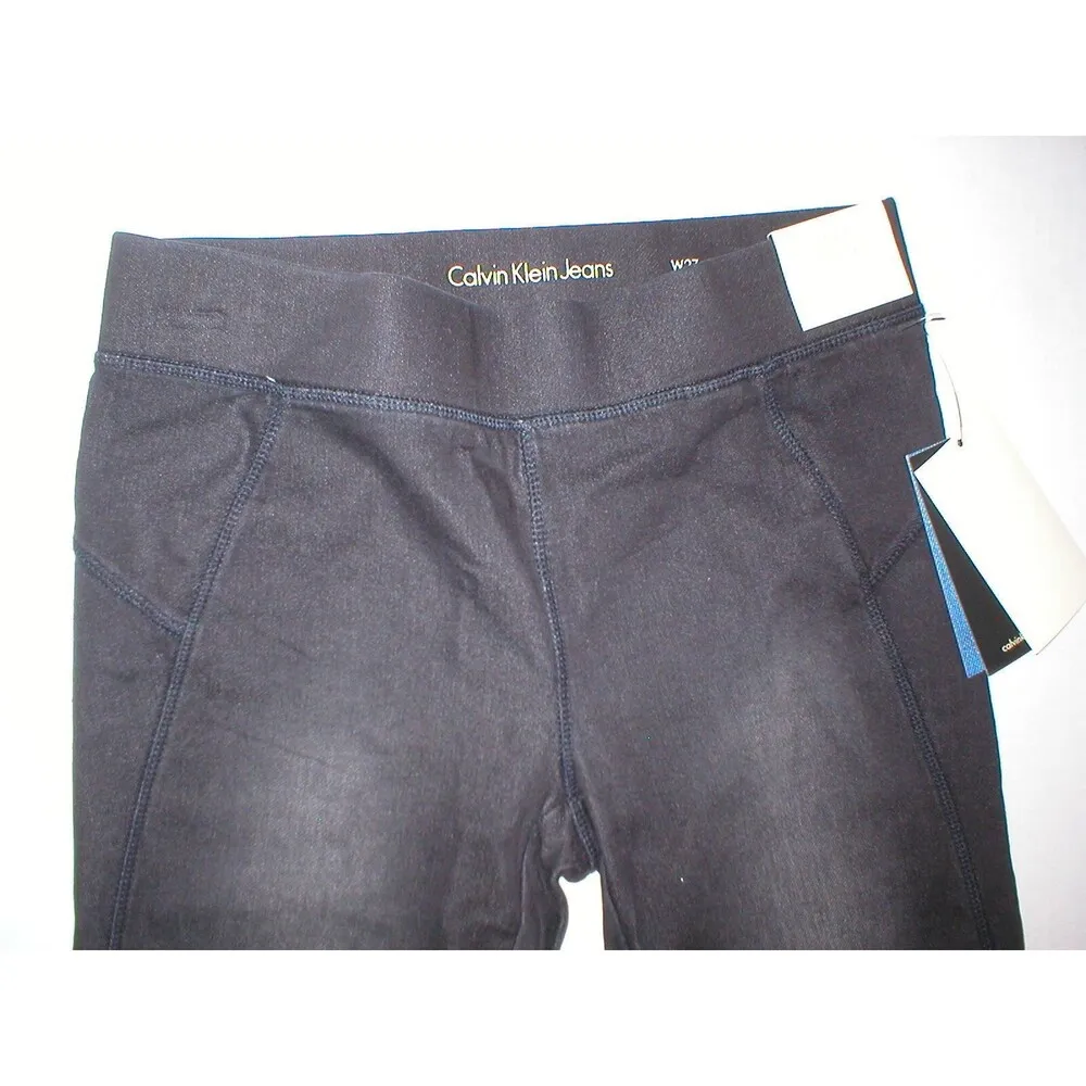 New Womens NWT $80 Calvin Klein Jeans Leggings Knit Faded Black 27 Moto Skinny - Image 4