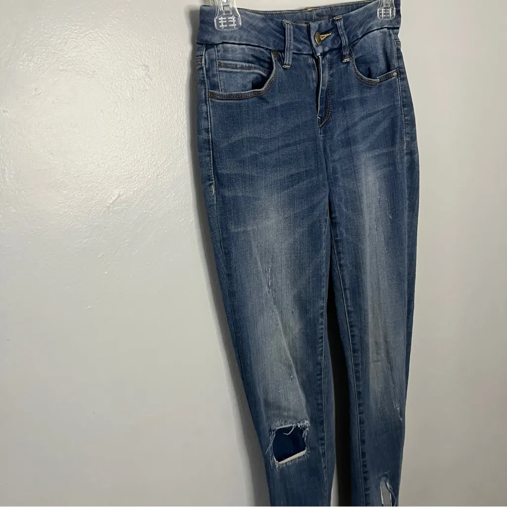 The Limited Dark Blue Distressed Ankle Jeans - Image 2