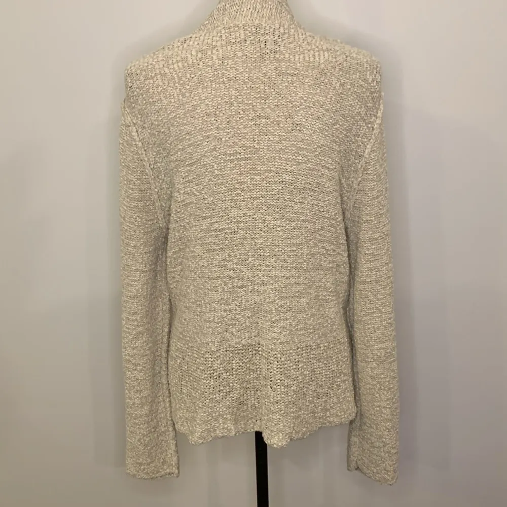 Eileen Fisher cotton/nylon Italian yarn blend open front cardigan sweater L - Image 3