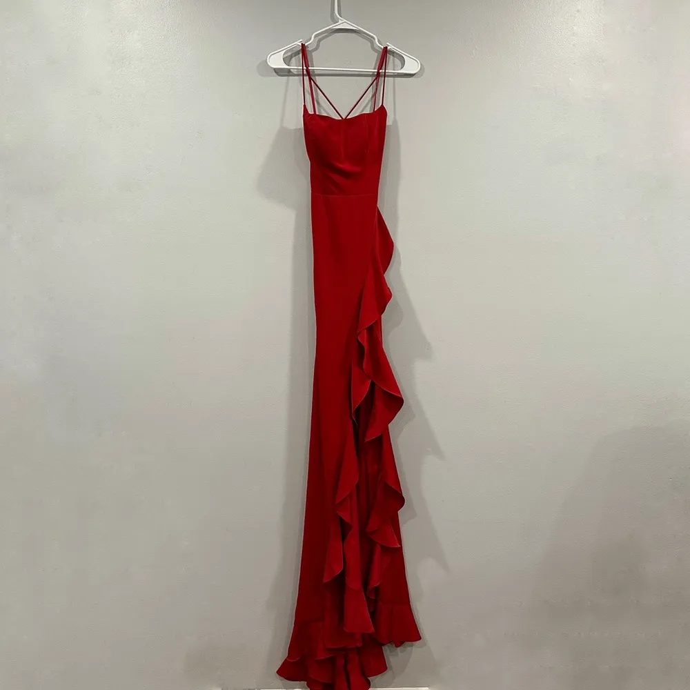 La Femme 28294 Strappy Maxi Dress Red 0 - Image 3