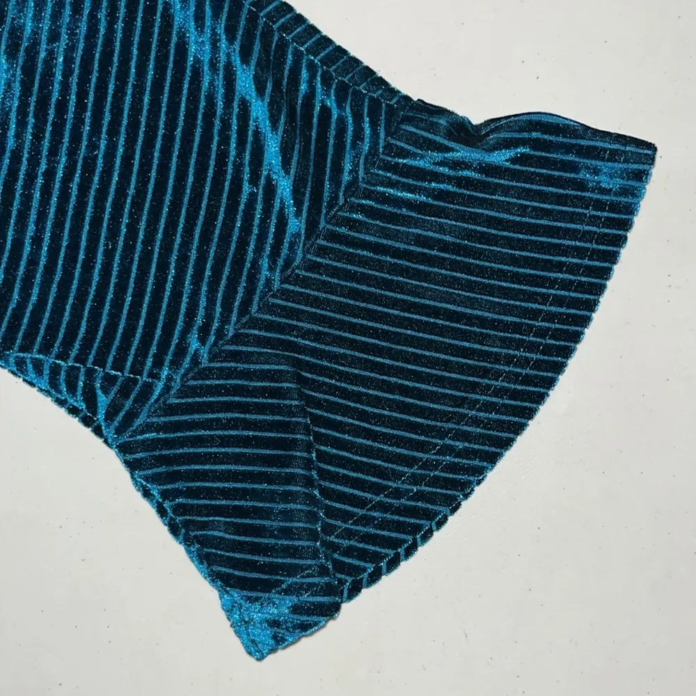 Suzanne Betro Size 2X Teal Velvet Shadow Stripe True Wrap Blouse Top - Image 4