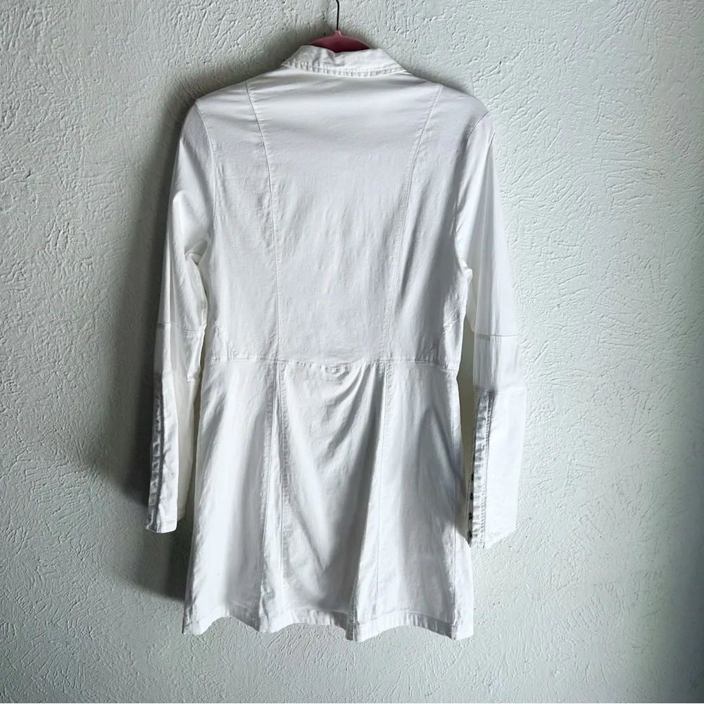 Free People Thea Button Front Dress Cotton White Sz Medium - Image 3