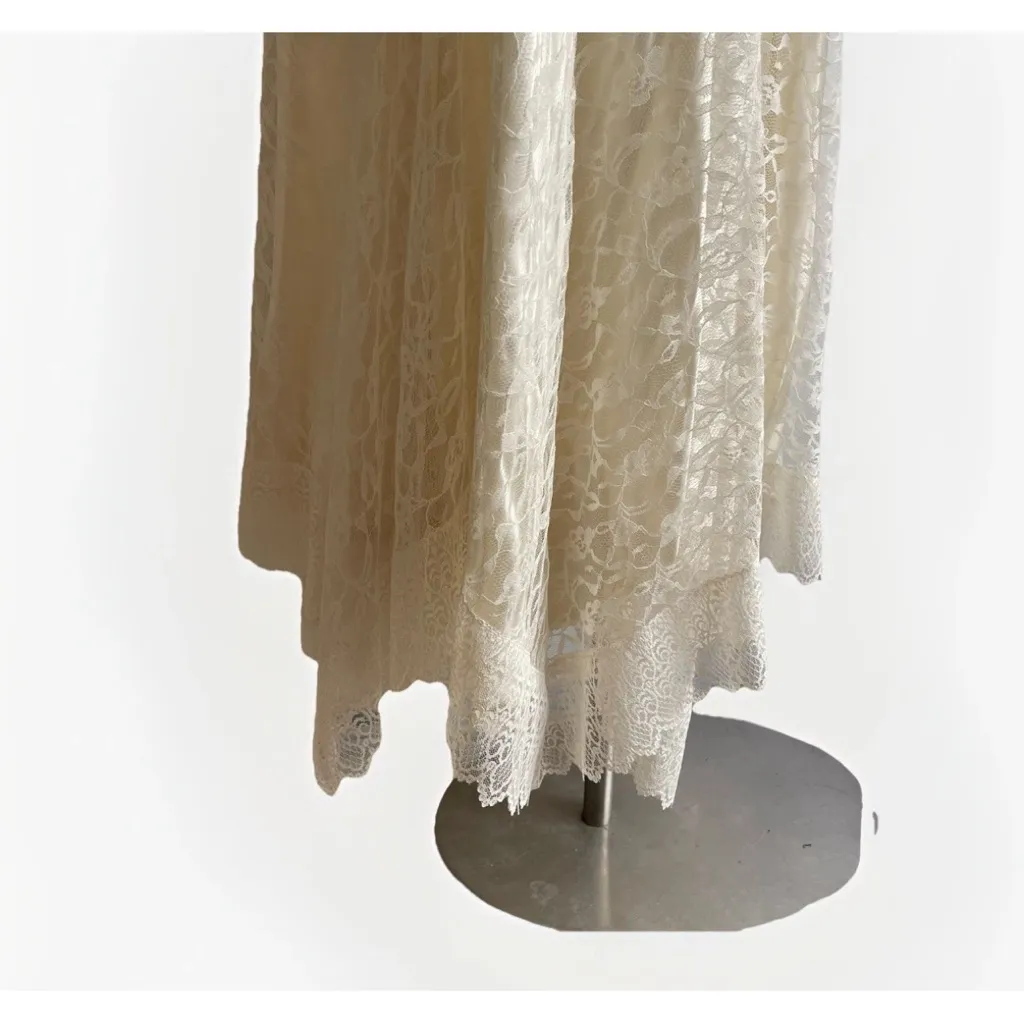 Vintage 1980s Cream Lace Wedding Dress Basque Princess Lace - Image 5