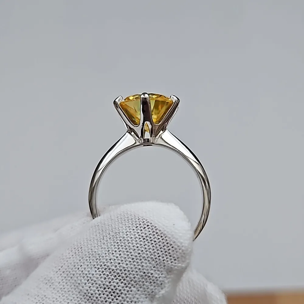 5ct Golden Yellow Moissanite Ring Size 9.25 - Image 3