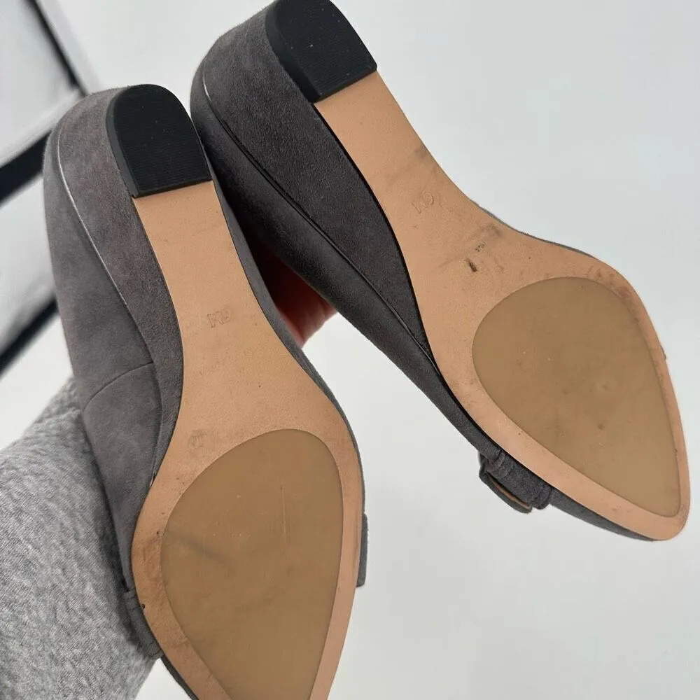 Talbots‎ Women's Laney Kendall Suede Almond Toe Buckle Wedge Heels Gray Size 6 - Image 11
