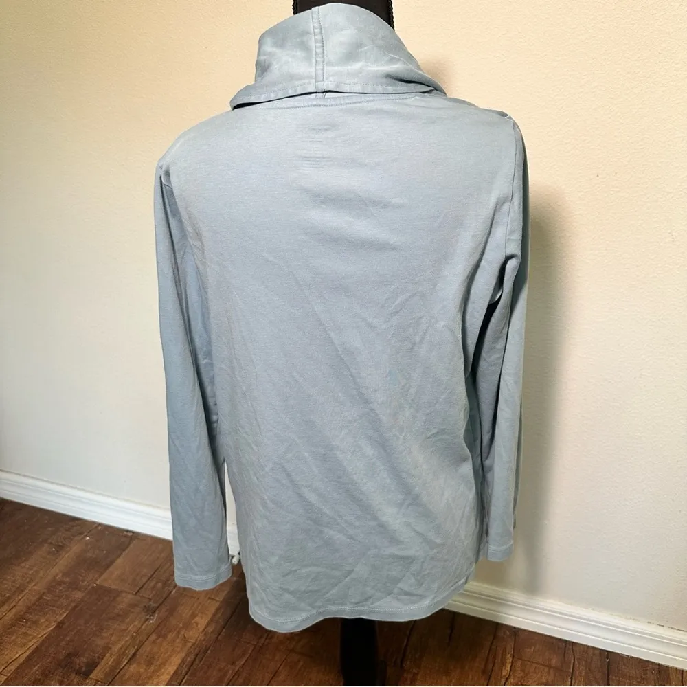 L.L. Bean Women’s Prima Cotton Light Blue Open Cardigan - Image 4