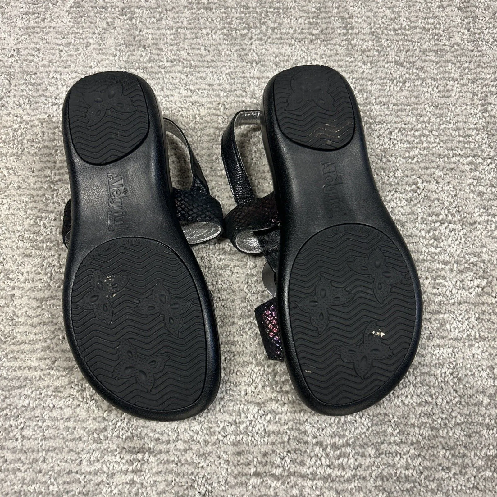 Alegria Julie Gymboree Sandals 37 US 7 Mosaic Black Silver Ring Strap Leather - Image 9