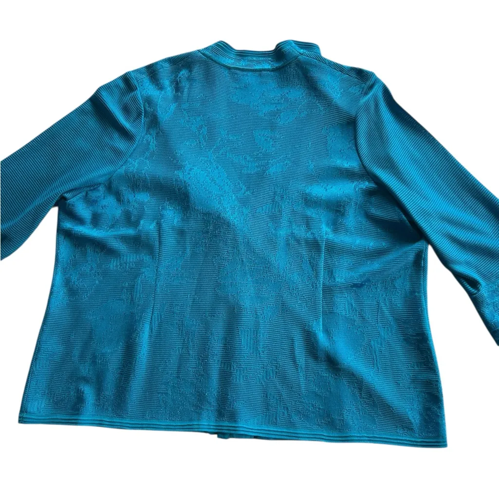 Ming Wang Vibrant Blue Textured Tonal Knit Split sleeve Jacket Size 2X - Image 9