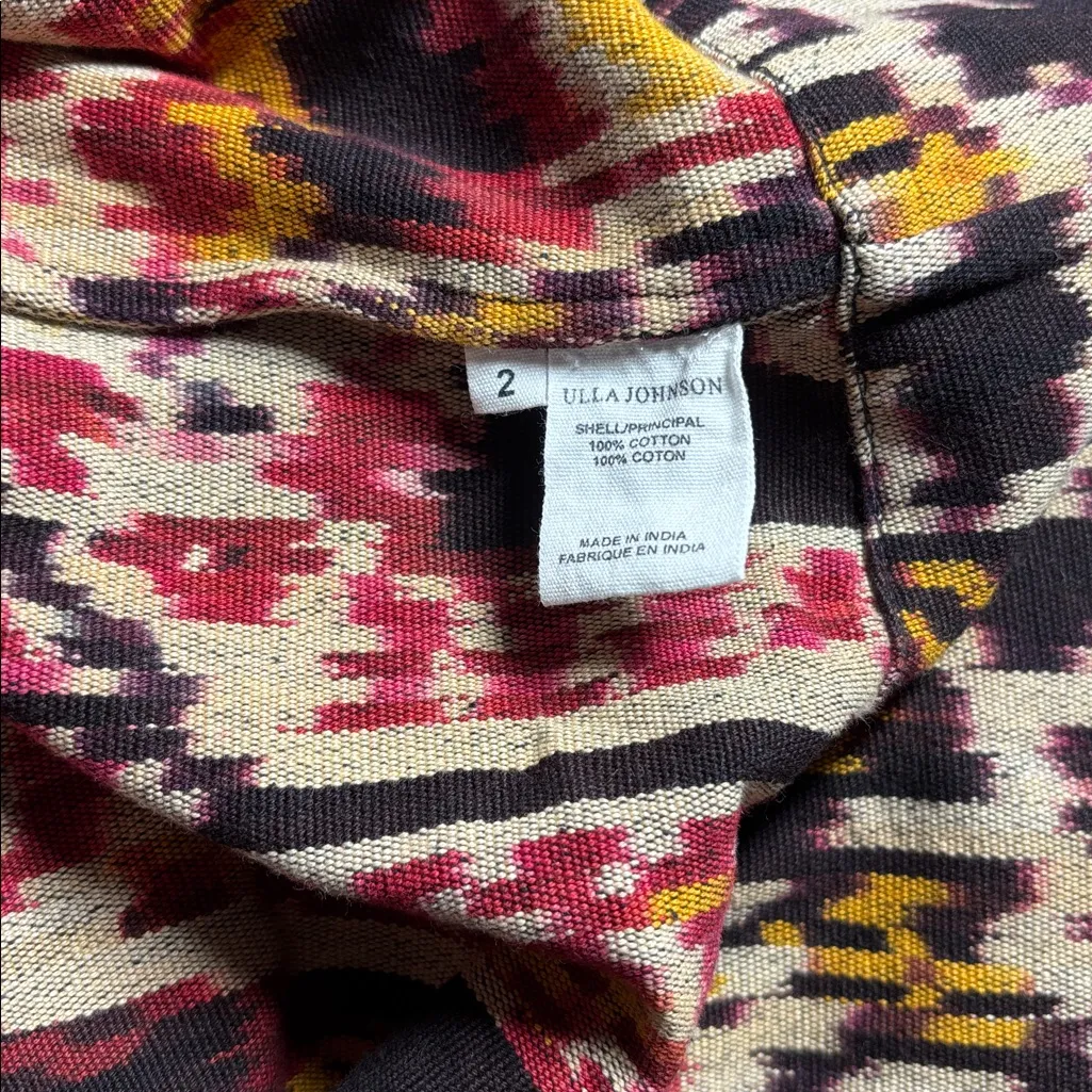 Ulla Johnson NEW Ember Tribal Midi Skirt Slit Sarong Ikat Cotton Size 2 Mahogany - Image 15